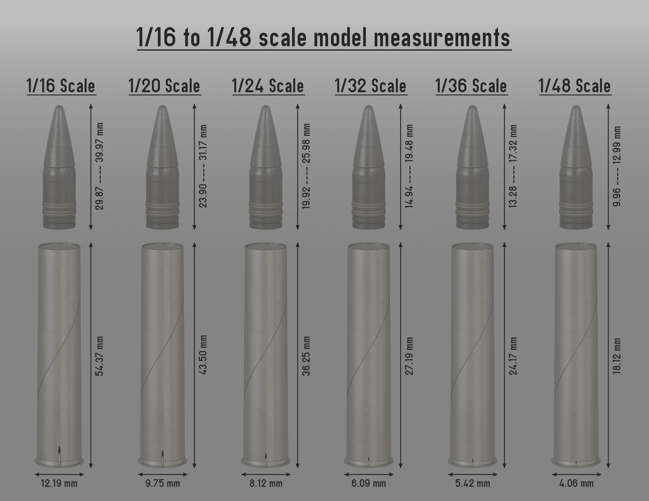 128mm Pak 44 - KwK 44 Patronen --- 1-4 to 1-48 scale models ---  3D print model_4