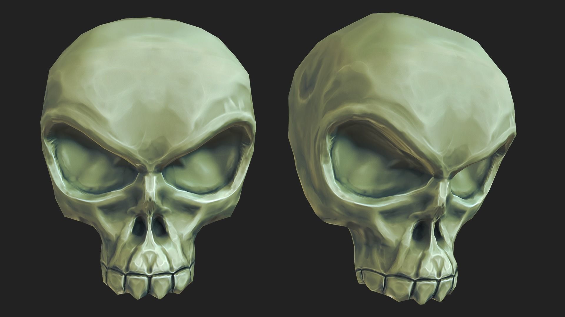 Stylized Humanoid Skull Low-poly 3D model_1