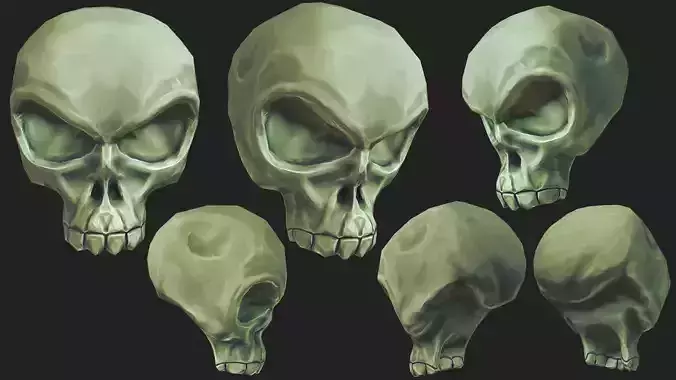 Stylized Humanoid Skull Low-poly 3D model