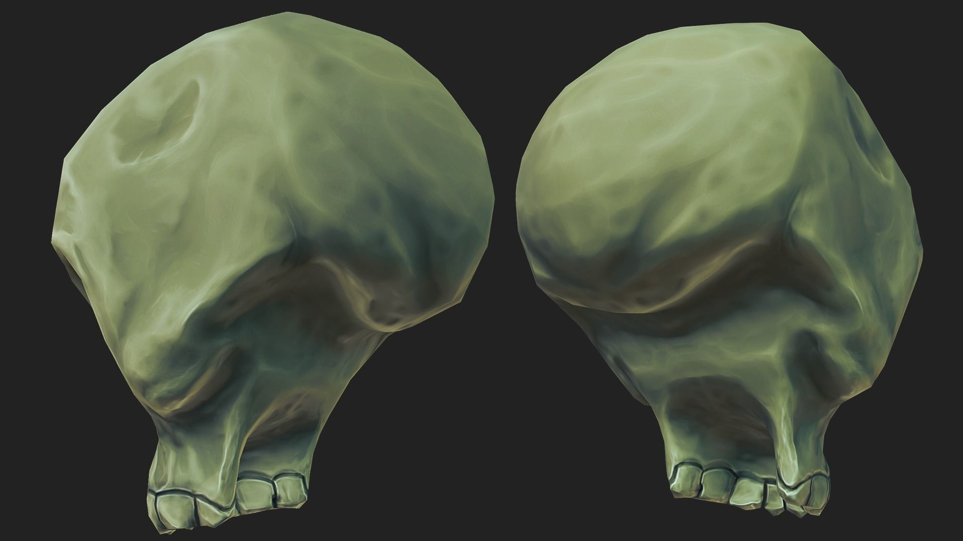 Stylized Humanoid Skull Low-poly 3D model_3