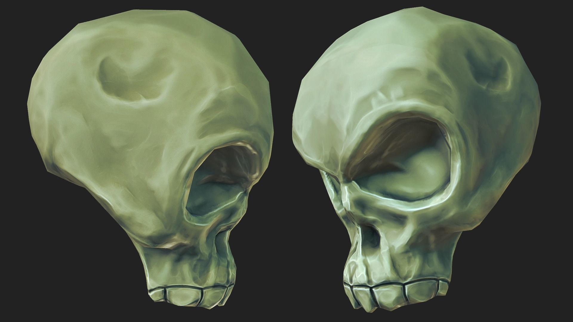 Stylized Humanoid Skull Low-poly 3D model_2