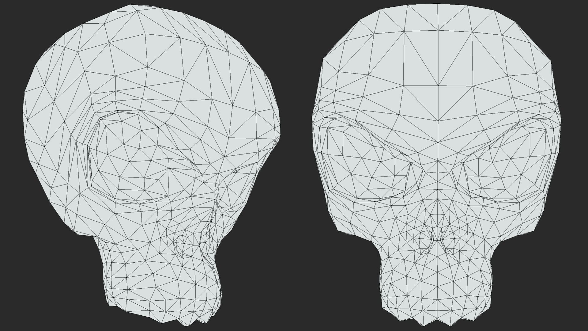 Stylized Humanoid Skull Low-poly 3D model_4