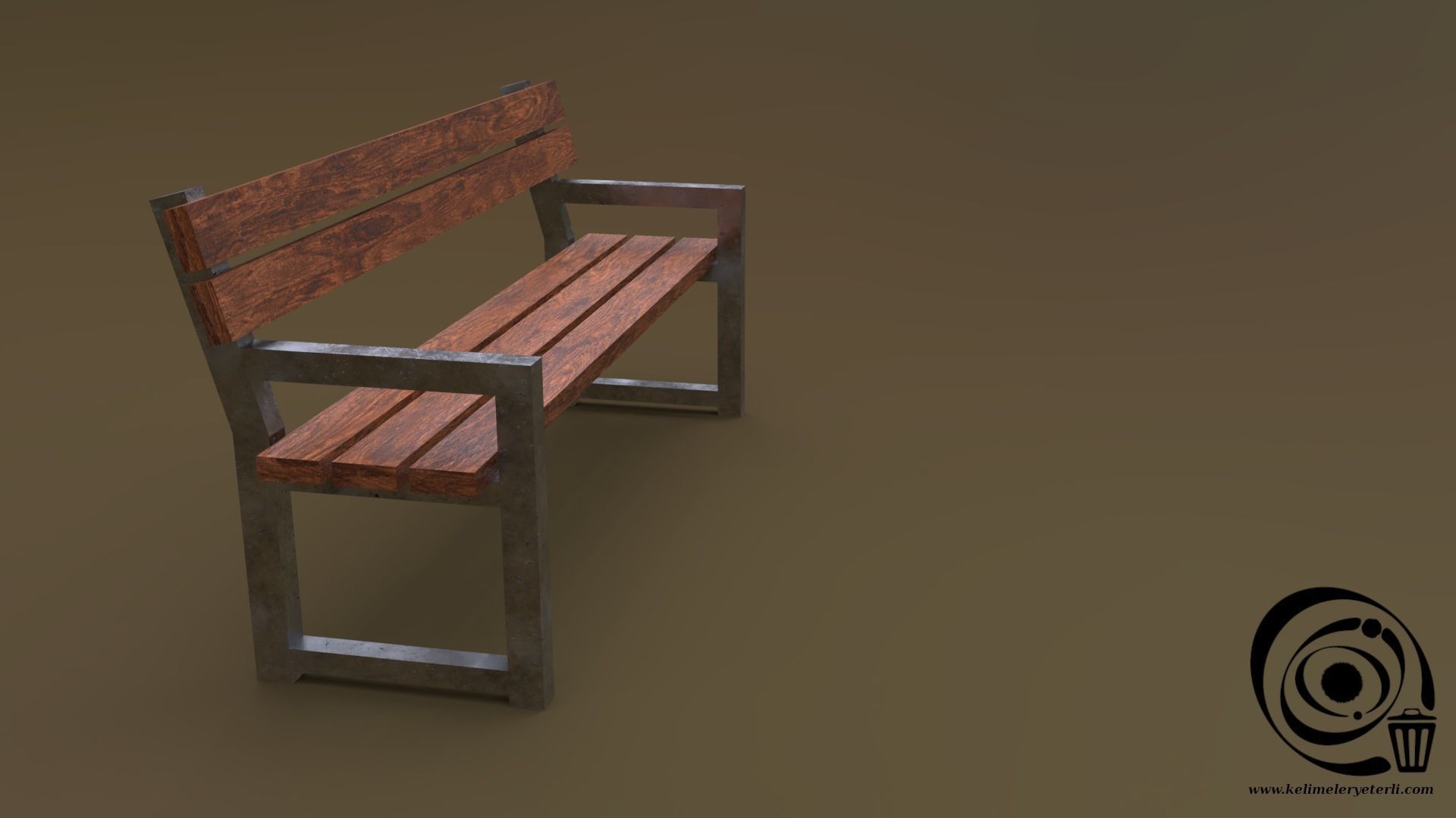 Bench 28 Low-poly 3D model_1