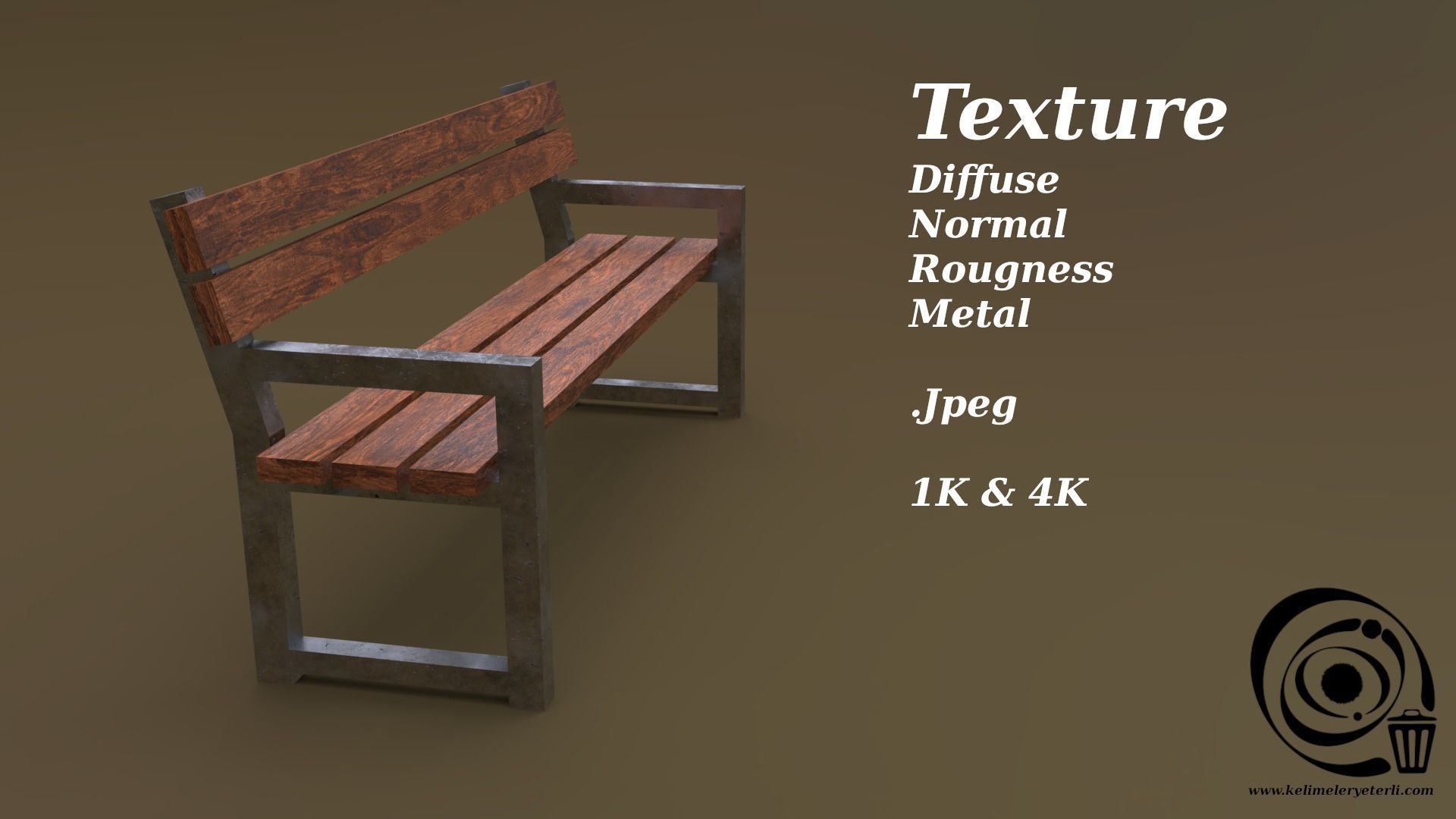 Bench 28 Low-poly 3D model_4