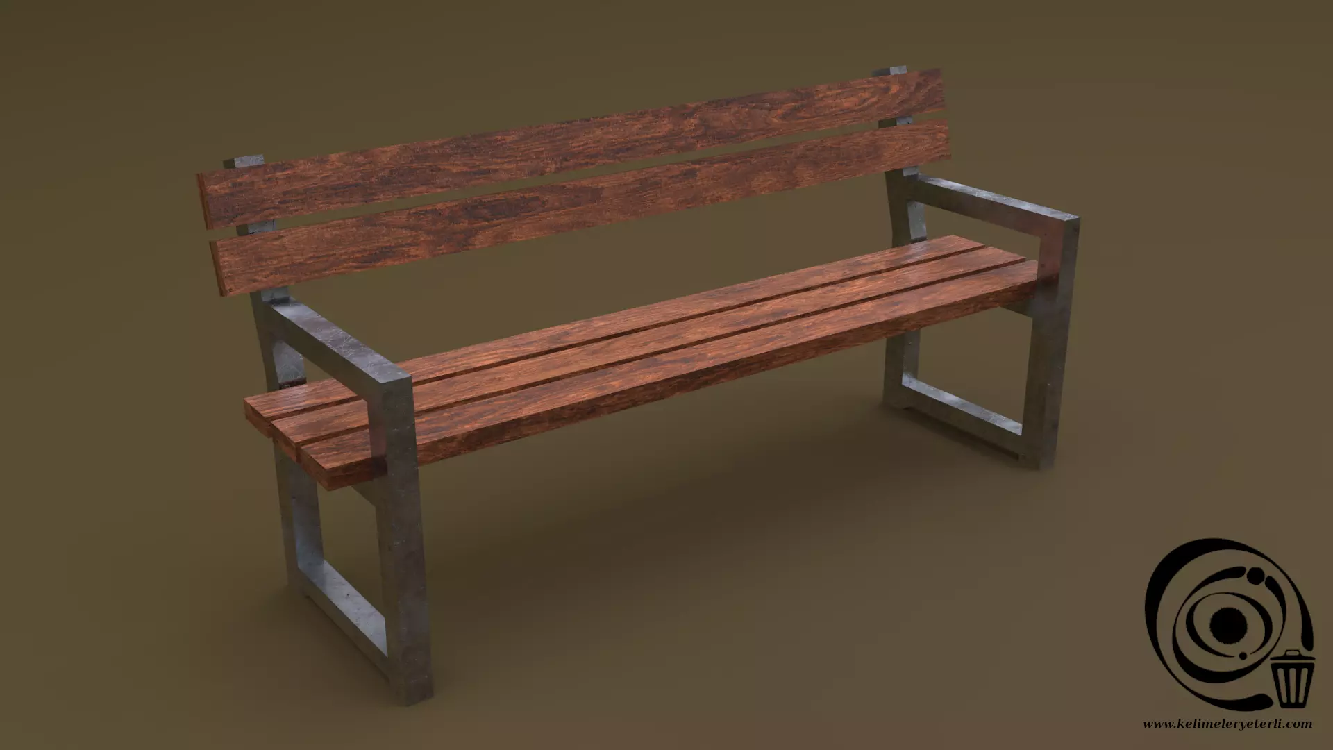 Bench 28 Low-poly 3D model_0