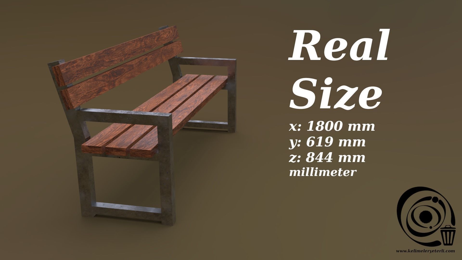 Bench 28 Low-poly 3D model_3