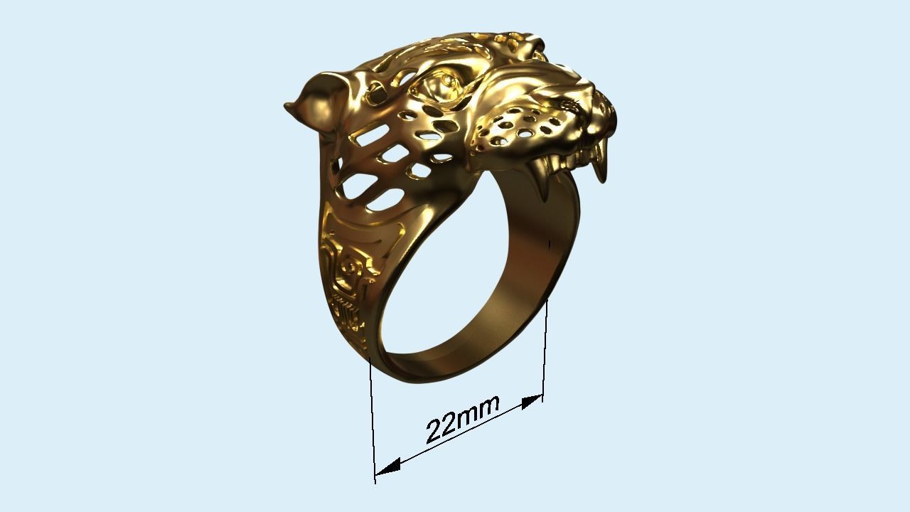 Mayan Jaguar Ring  3D print model_3