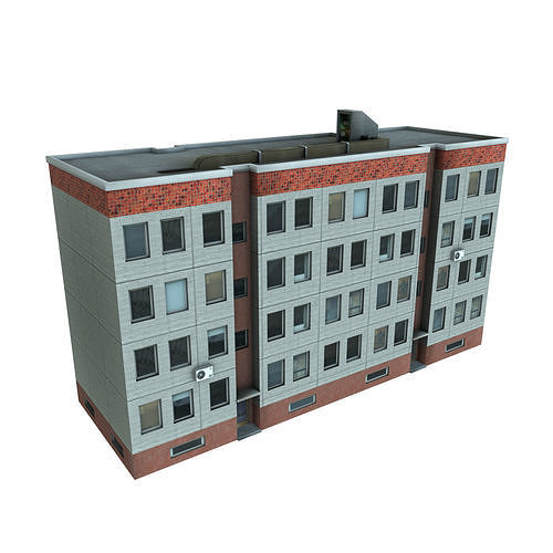 Panelbuilding - Plattenbau DDR - Russia  Gameready for Engines Low-poly 3D model