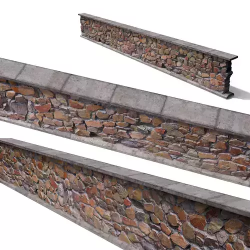 Granite wall based-scan Low-poly 3D model