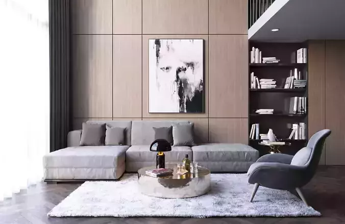 Living Room Kitchen  Interior Scene for 3ds Max Corona Render   3D model