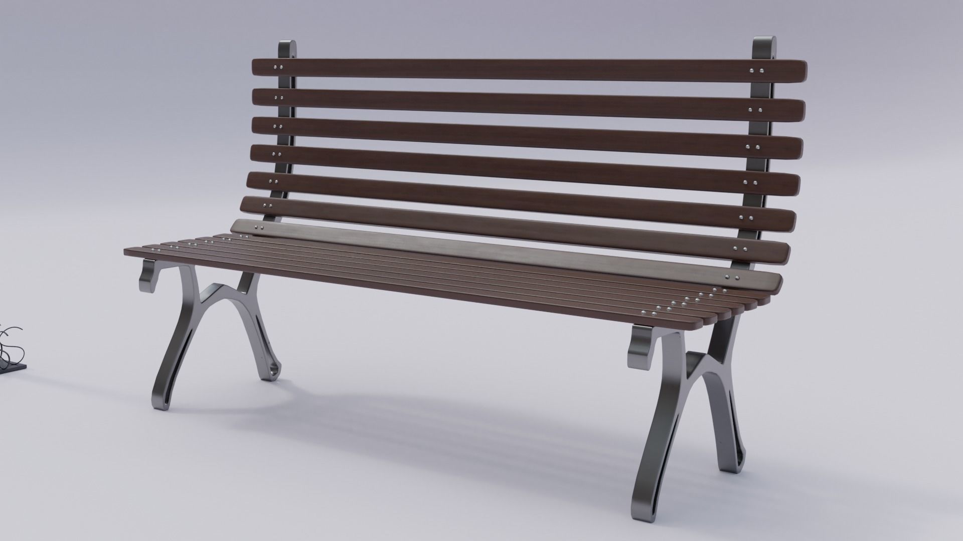 Wooden Bench - Lamp post 3D model_8