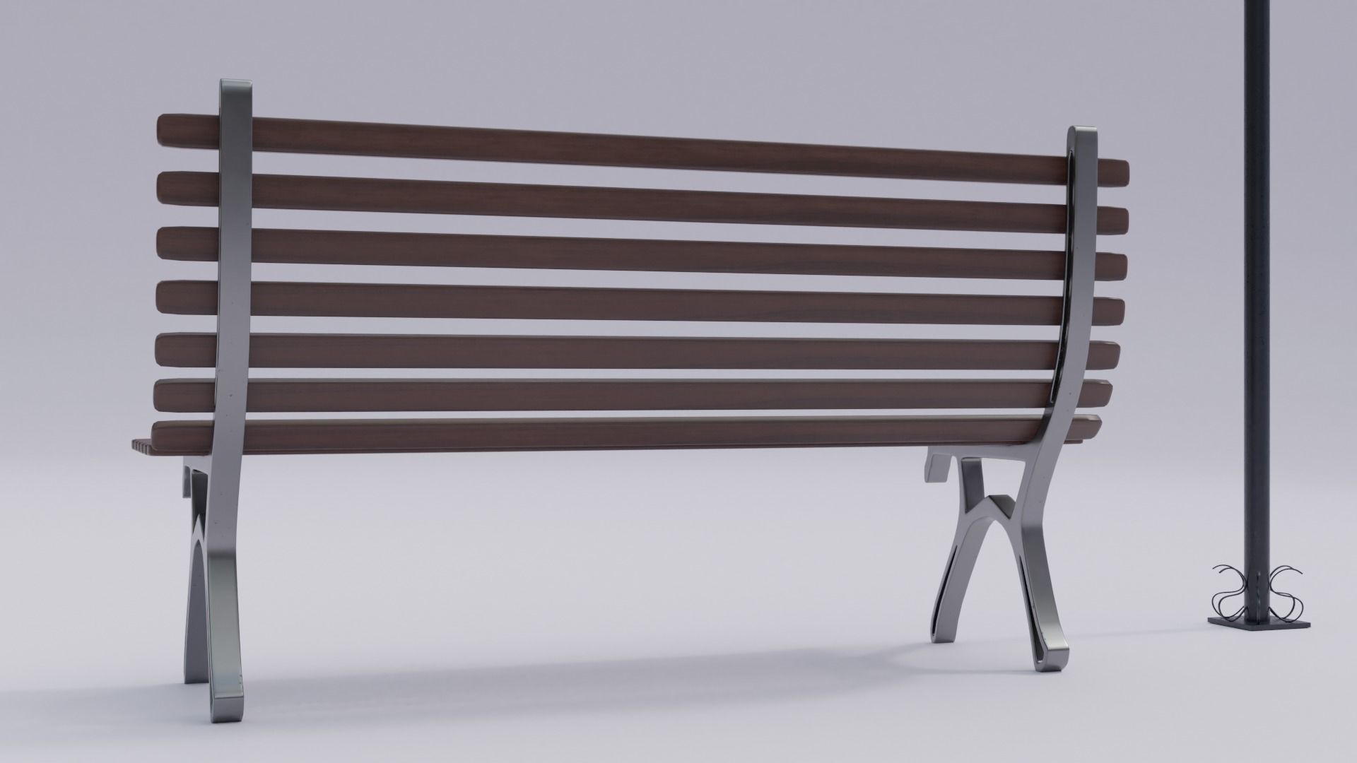 Wooden Bench - Lamp post 3D model_11