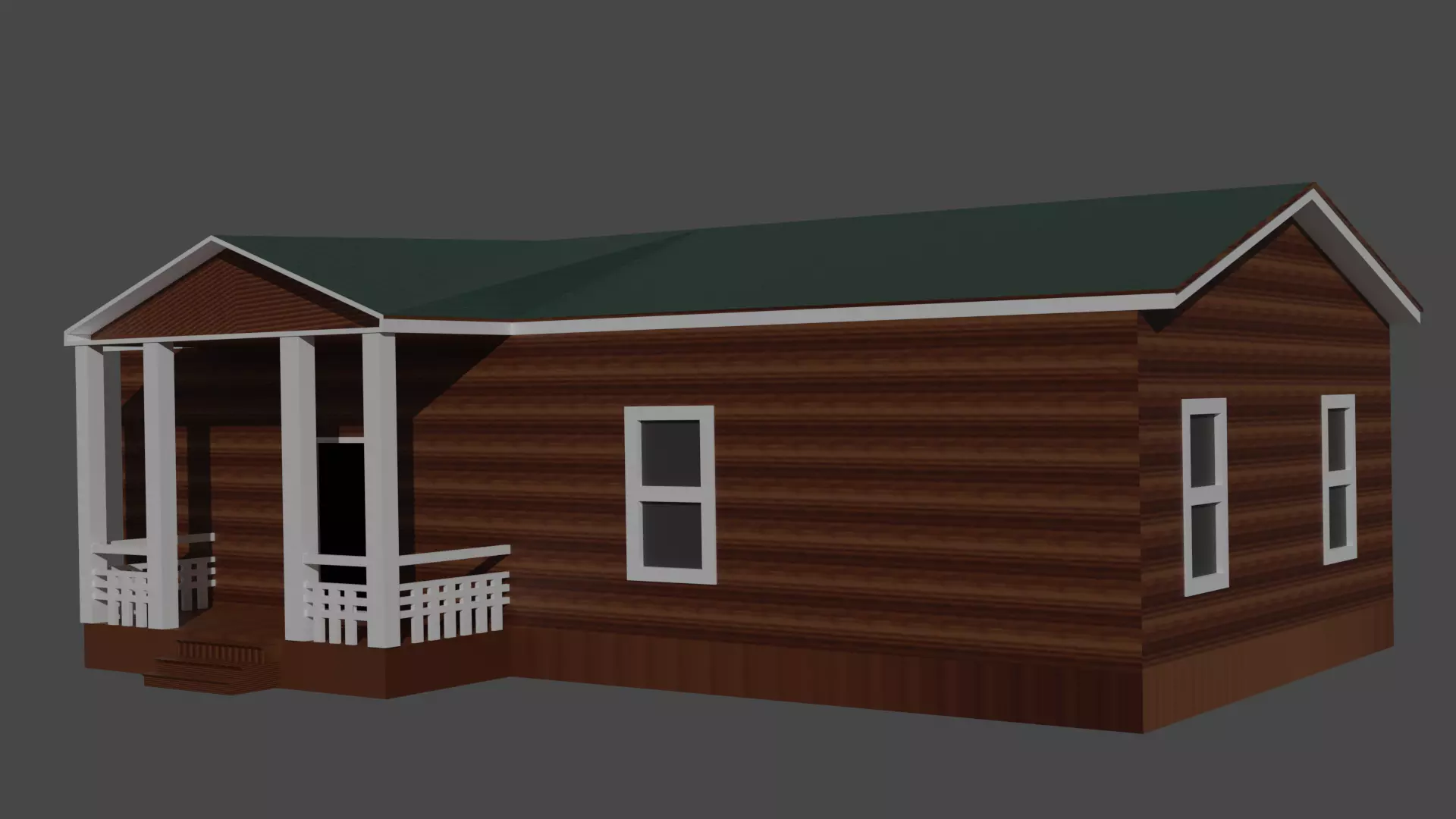 American wooden house Free low-poly 3D model_0