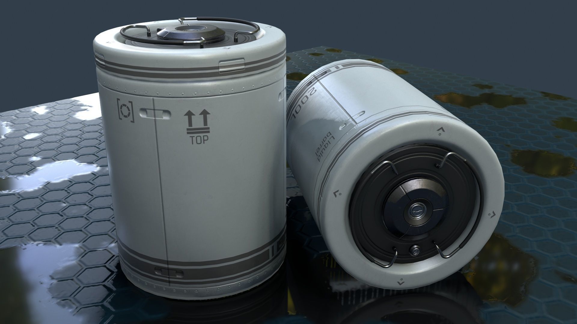 Sci-Fi Barrel Low Poly PBR Free low-poly 3D model_5