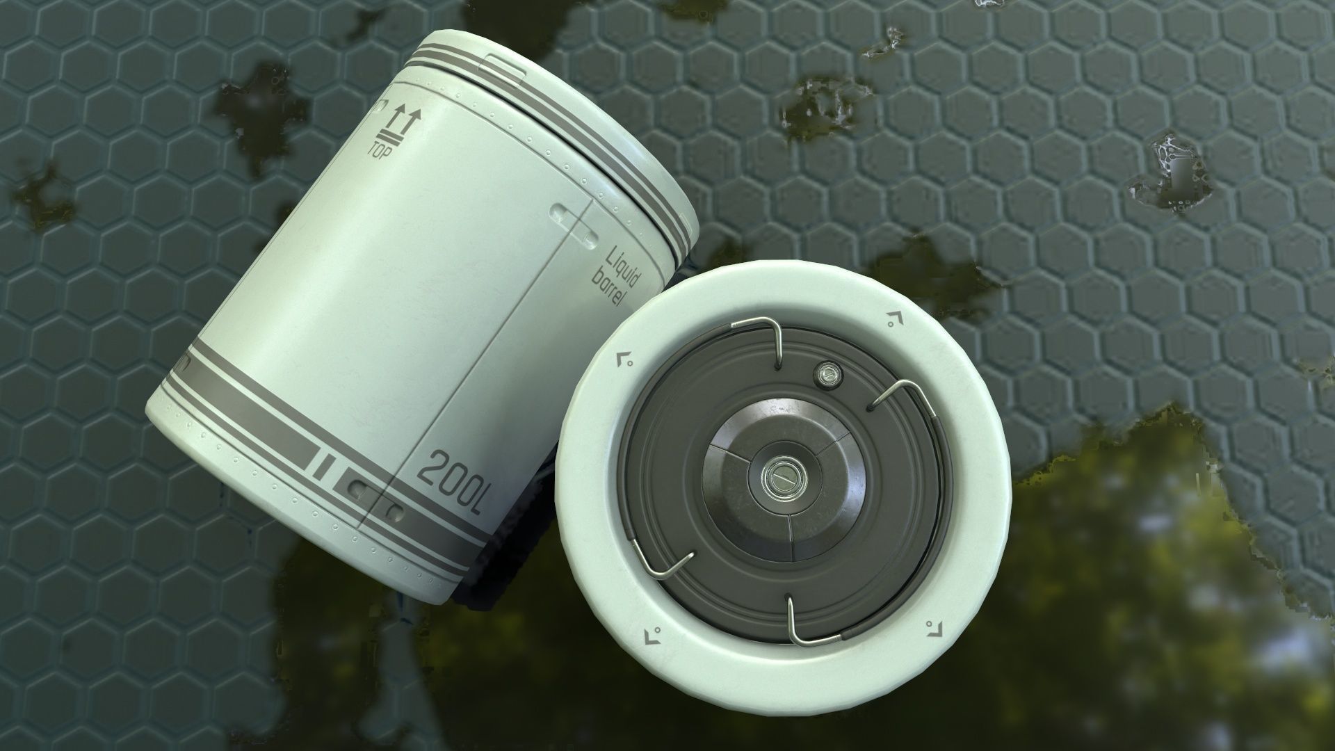 Sci-Fi Barrel Low Poly PBR Free low-poly 3D model_6