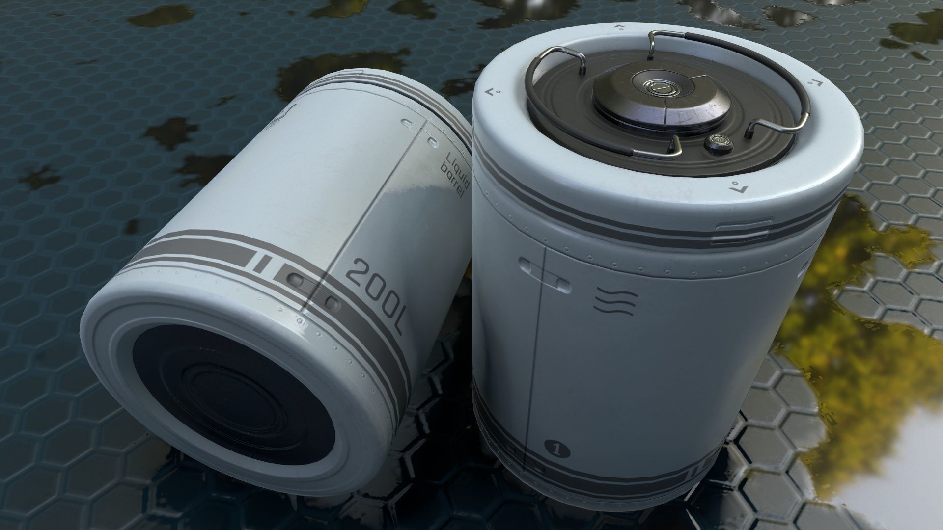 Sci-Fi Barrel Low Poly PBR Free low-poly 3D model_4