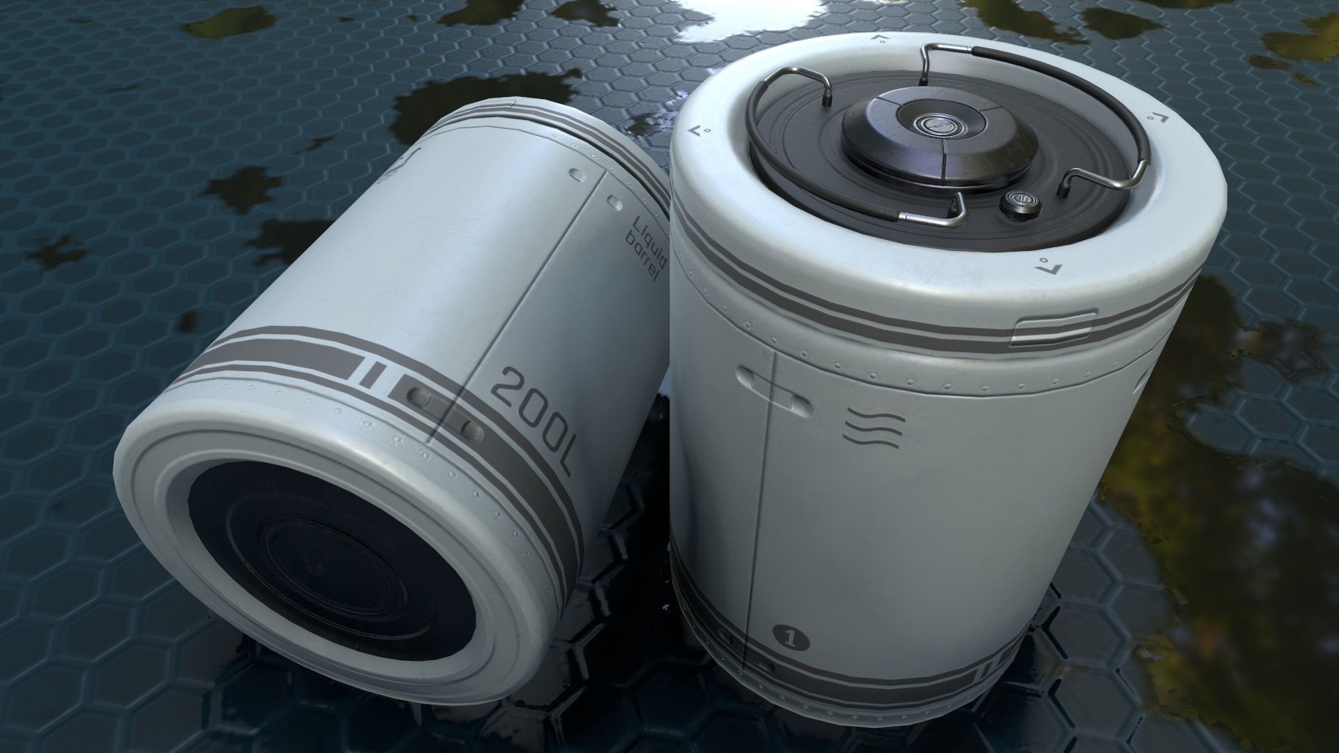 Sci-Fi Barrel Low Poly PBR Free low-poly 3D model_7
