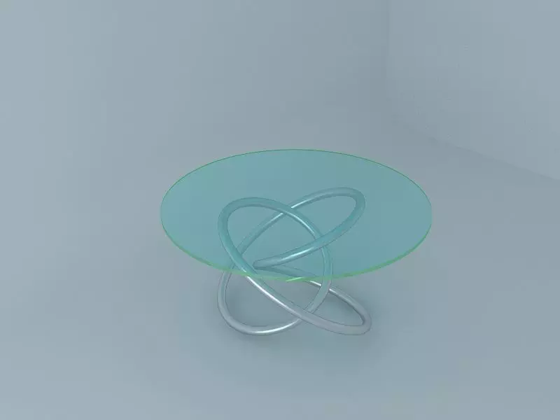 Table glass with metal base 3D model_0
