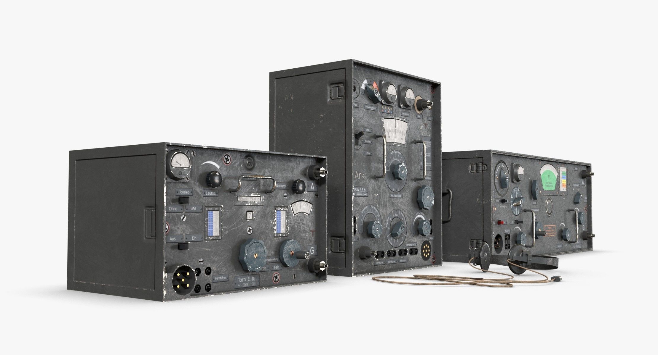 German Radio WWII Low-poly 3D model_3