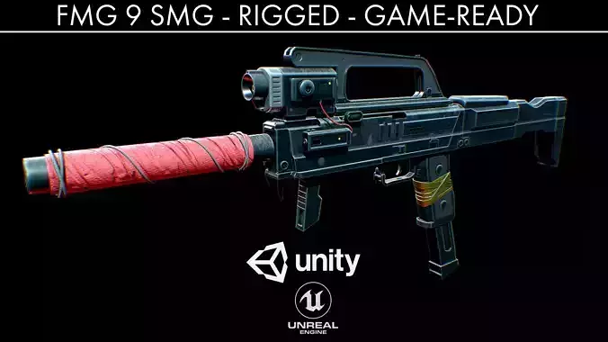 FMG 9 - Sub-Machine Gun Low-poly 3D model