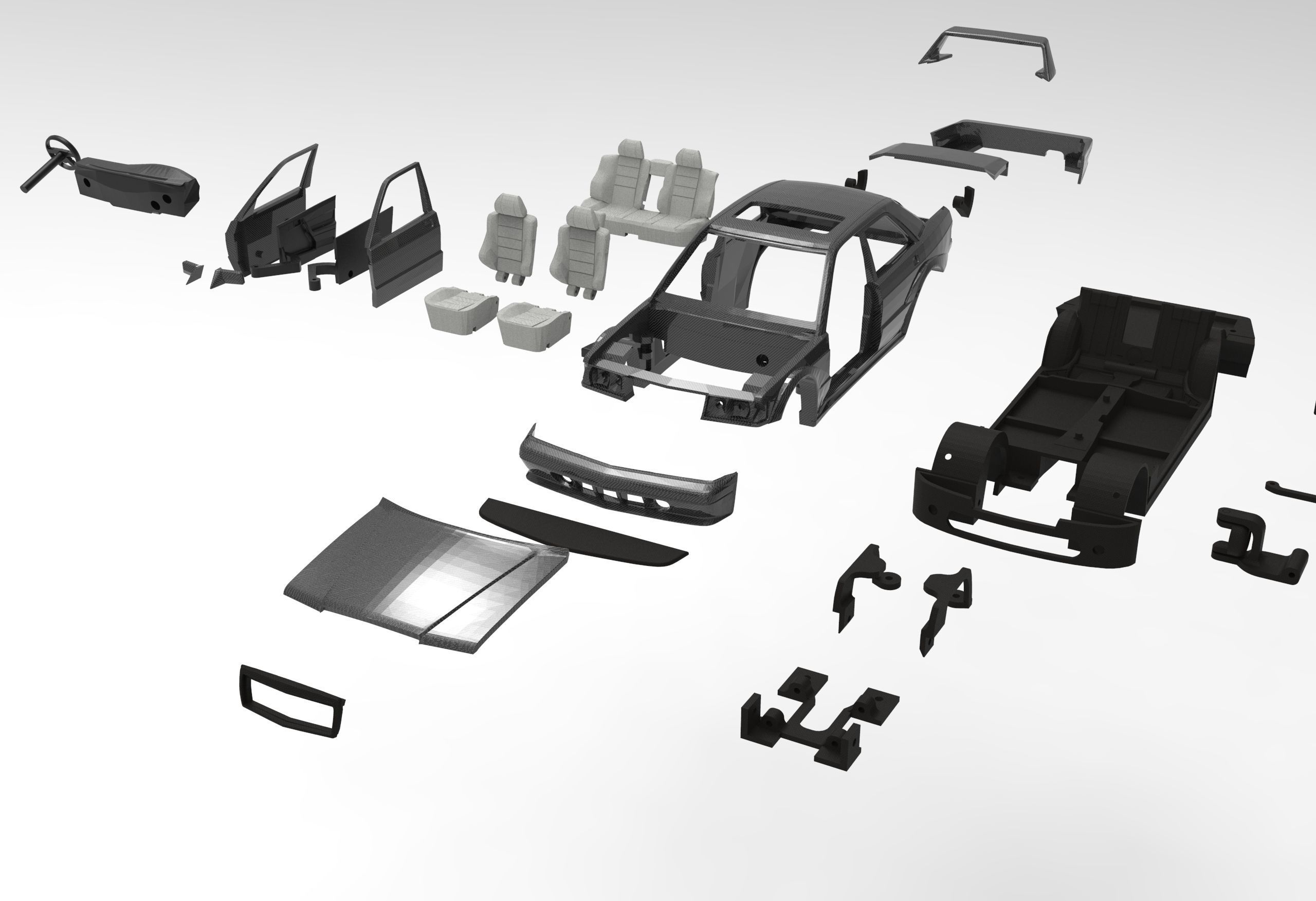 Mercedes 190e 3d Model Printable Kit 3D print model_6
