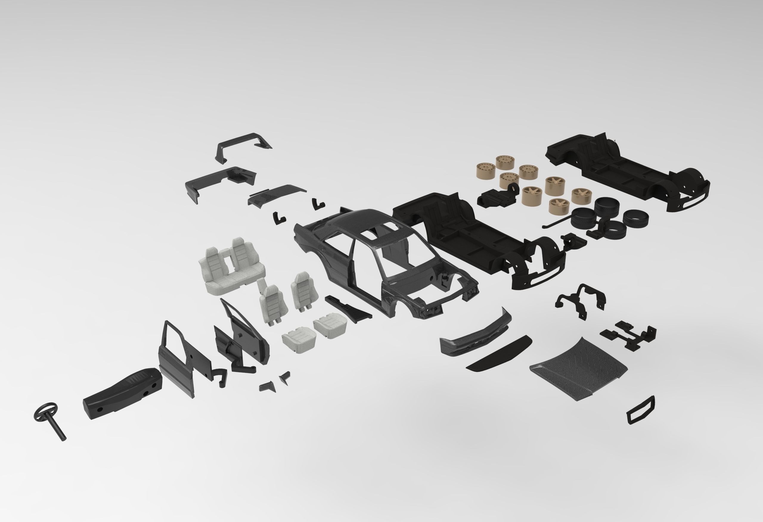 Mercedes 190e 3d Model Printable Kit 3D print model_7