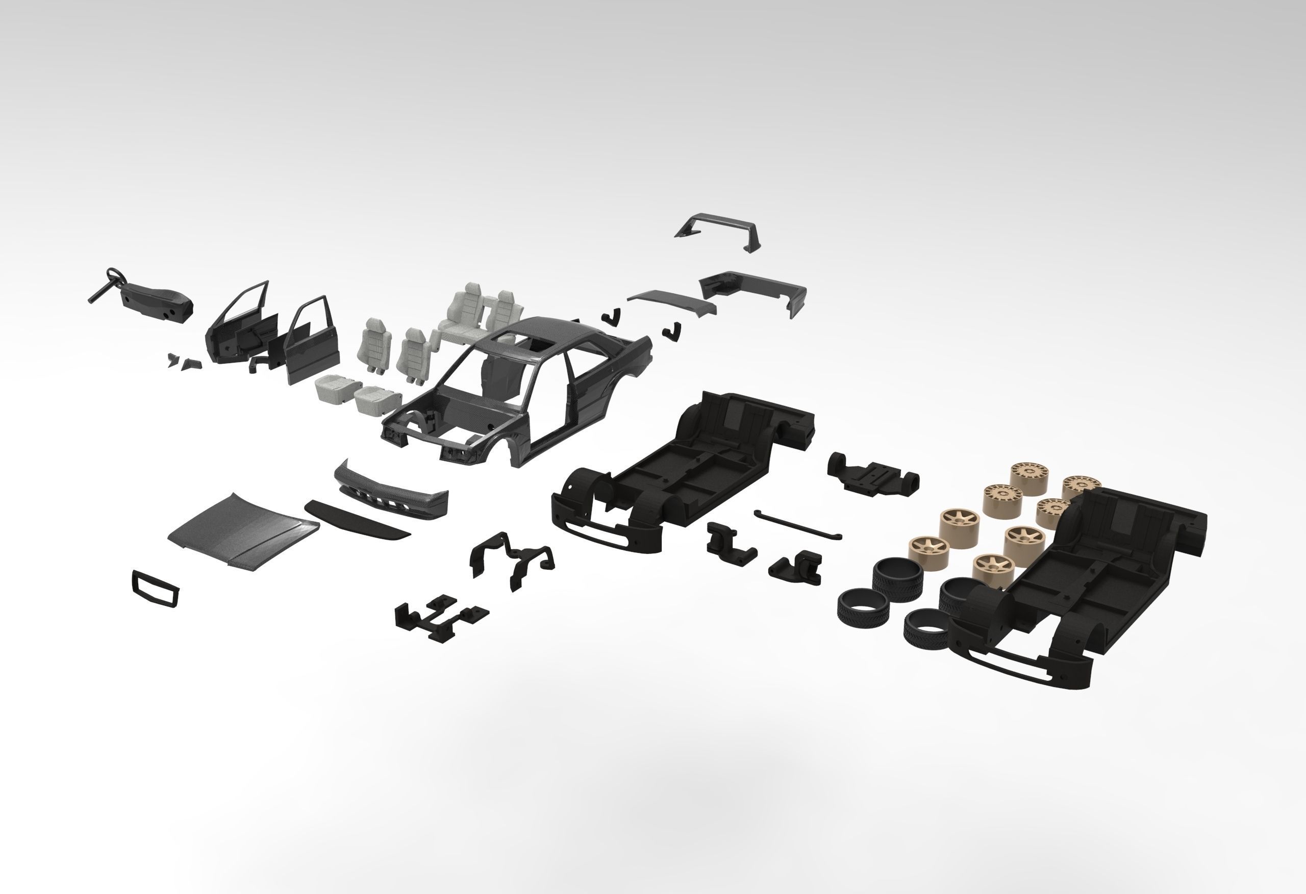 Mercedes 190e 3d Model Printable Kit 3D print model_5