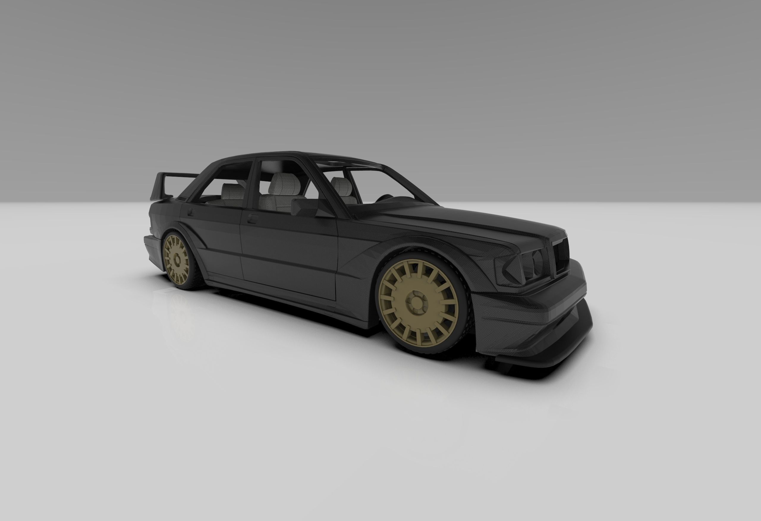 Mercedes 190e 3d Model Printable Kit 3D print model_3