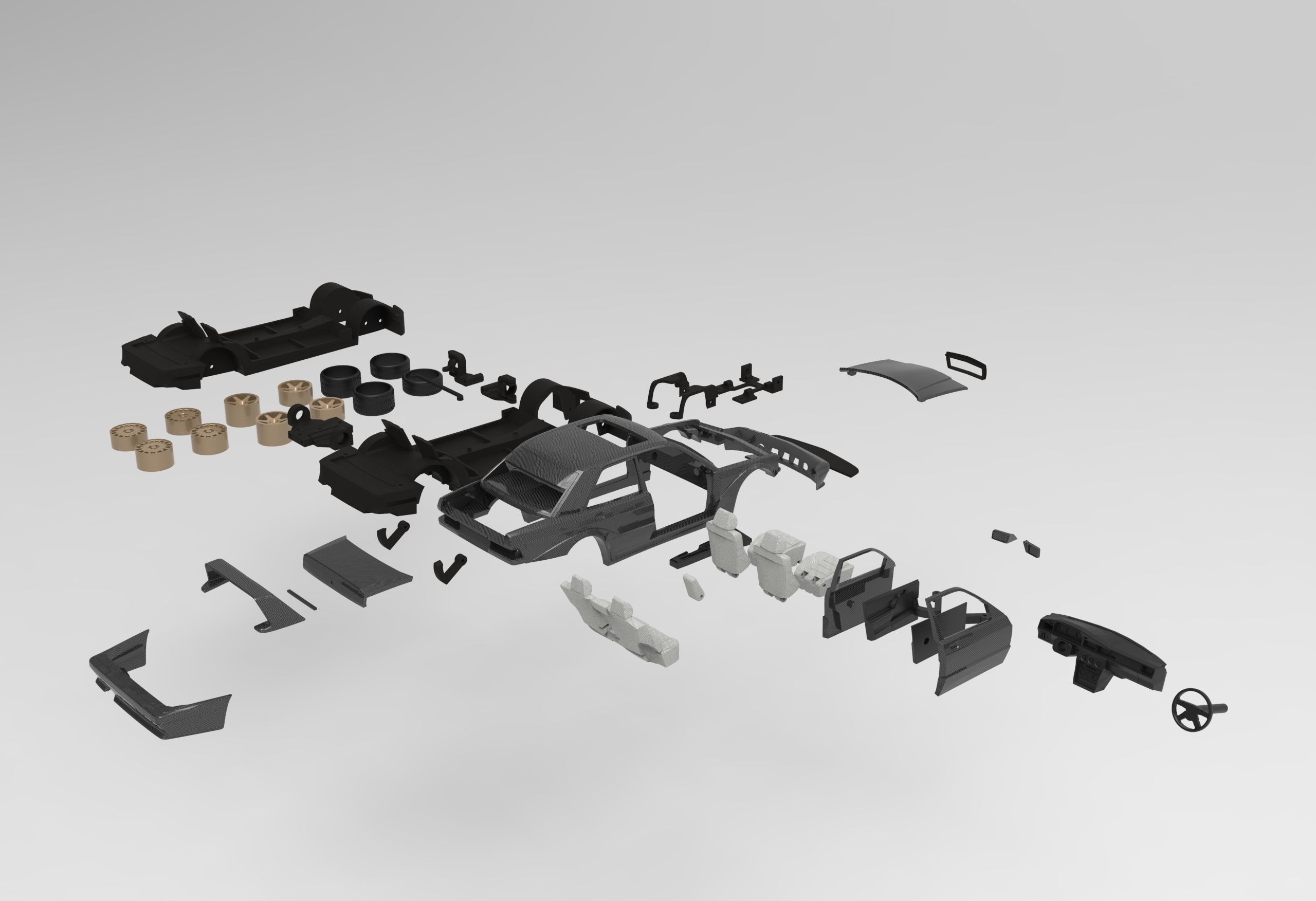 Mercedes 190e 3d Model Printable Kit 3D print model_8