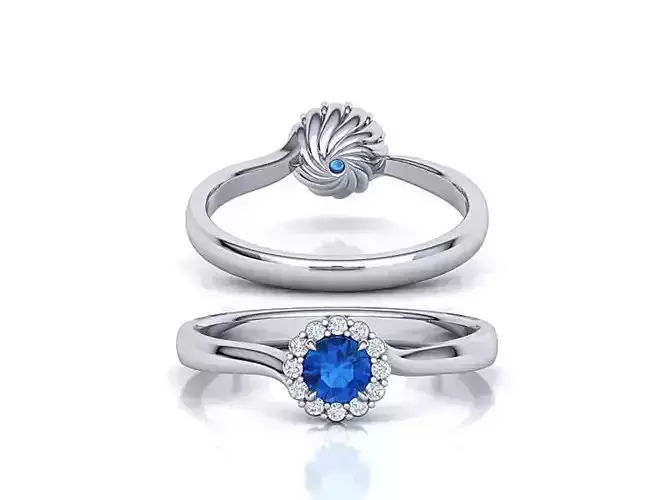 Spiral  Halo Engagement ring with 4mm round stone 3dmodel 3D print model