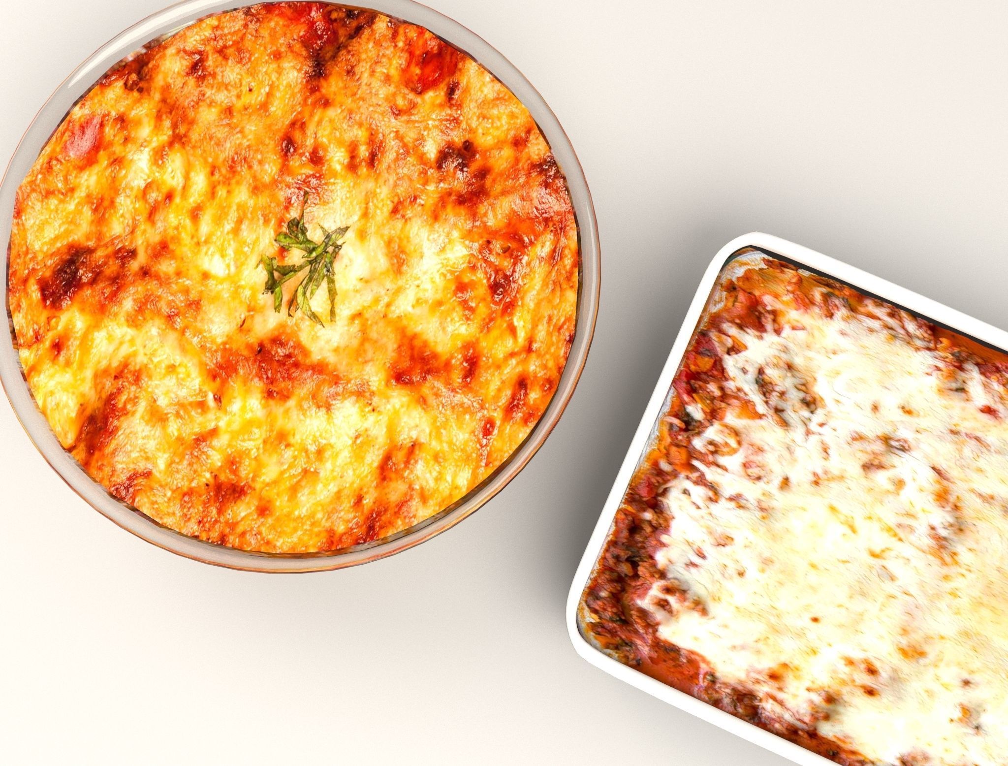 Lasagna pizza in glass dish 3D model_6
