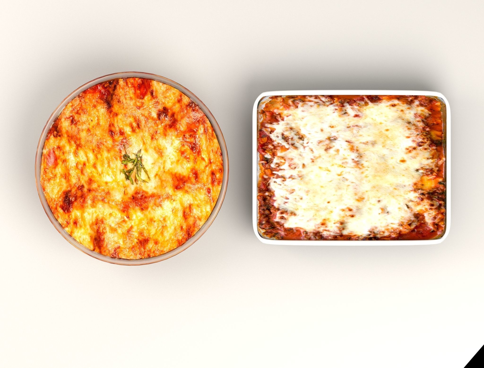 Lasagna pizza in glass dish 3D model_5