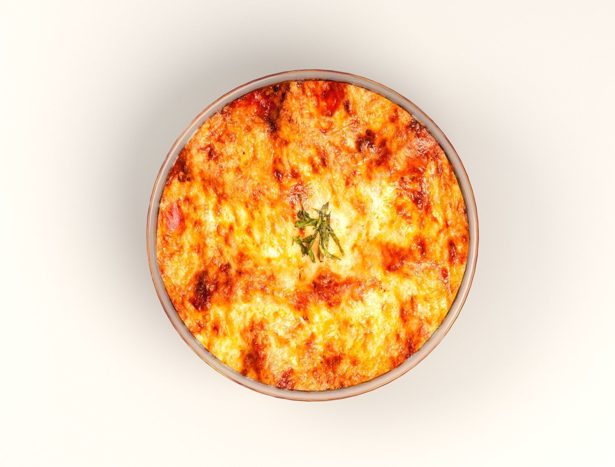 Lasagna pizza in glass dish 3D model_10