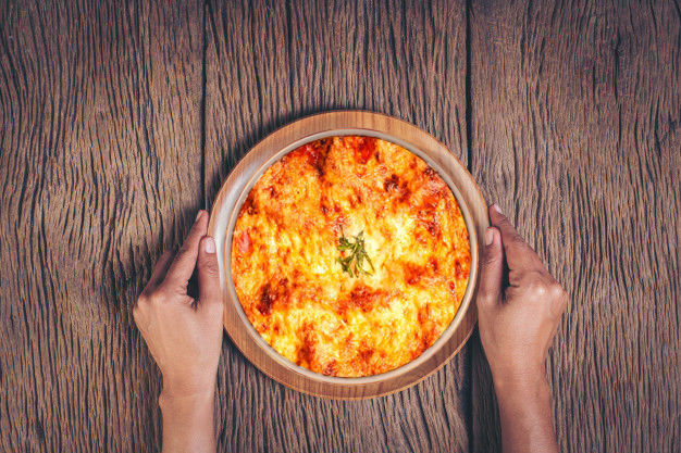 Lasagna pizza in glass dish 3D model_2