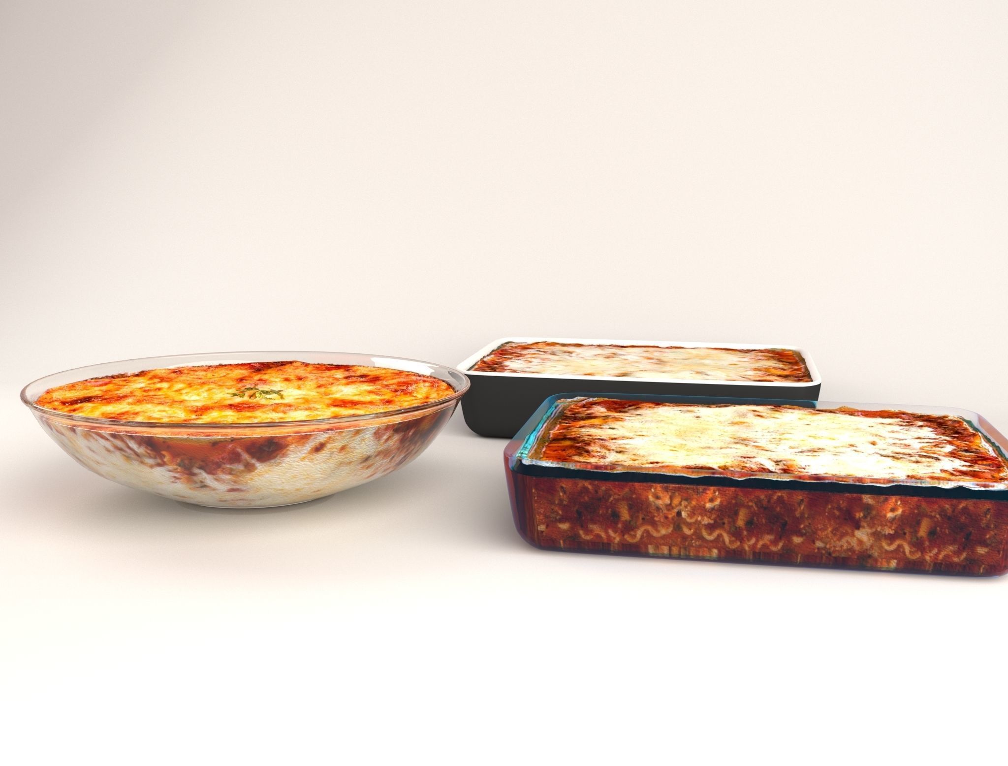 Lasagna pizza in glass dish 3D model_11