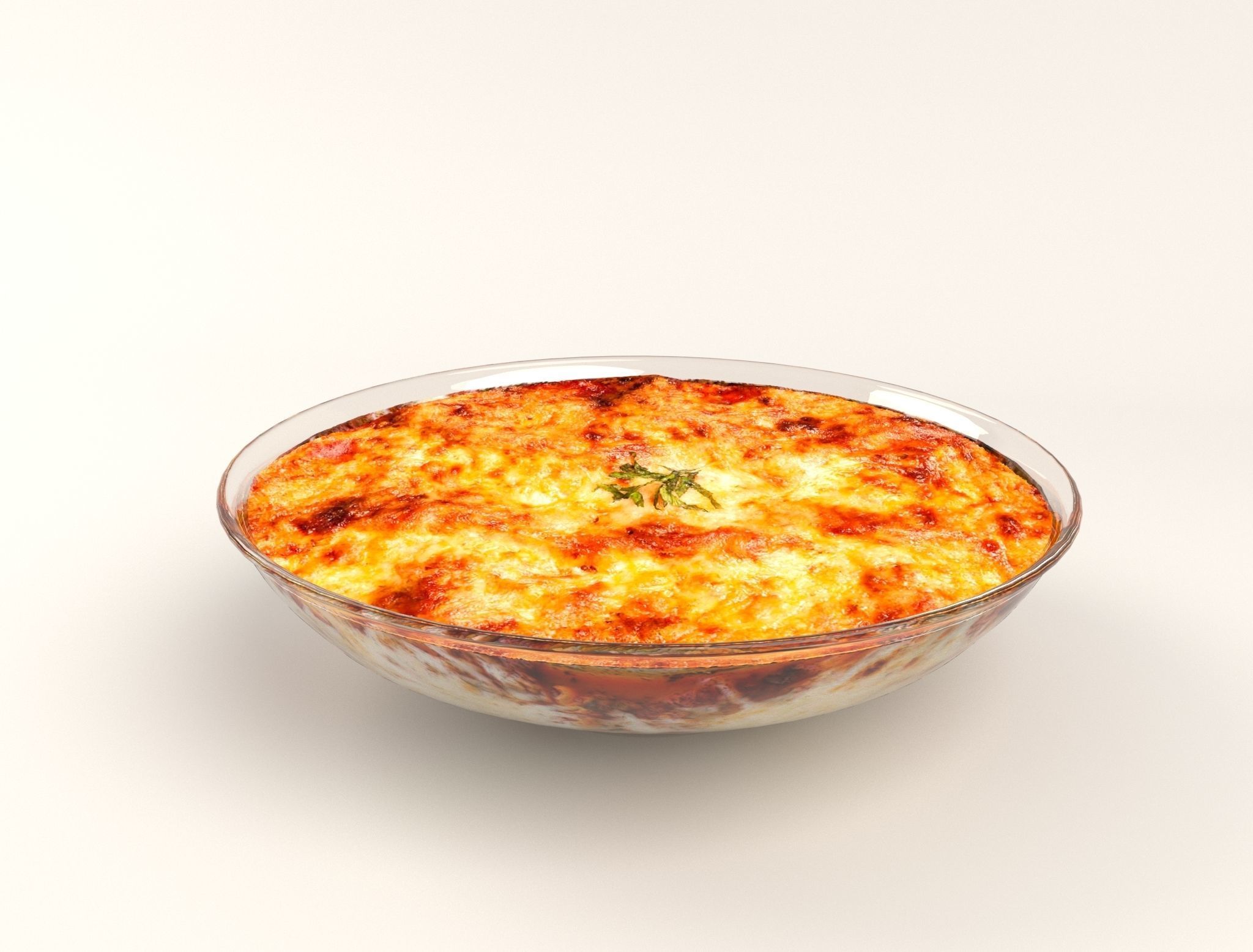 Lasagna pizza in glass dish 3D model_7