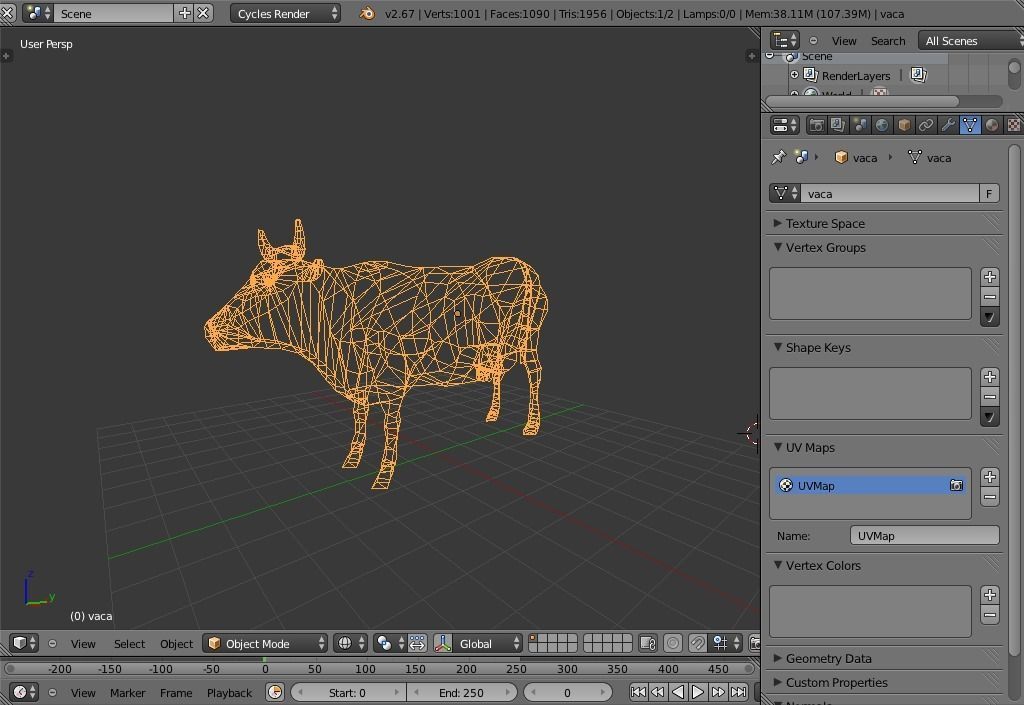 cow made in the blender Low-poly 3D model_3