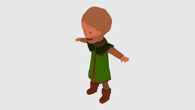 Low Poly game character with bones Low-poly 3D model
