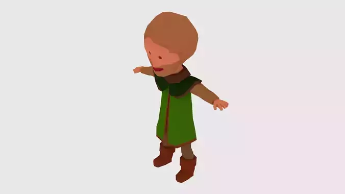 Low Poly game character with bones