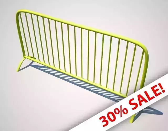 Yellow Barrier Fence Low-poly 3D model