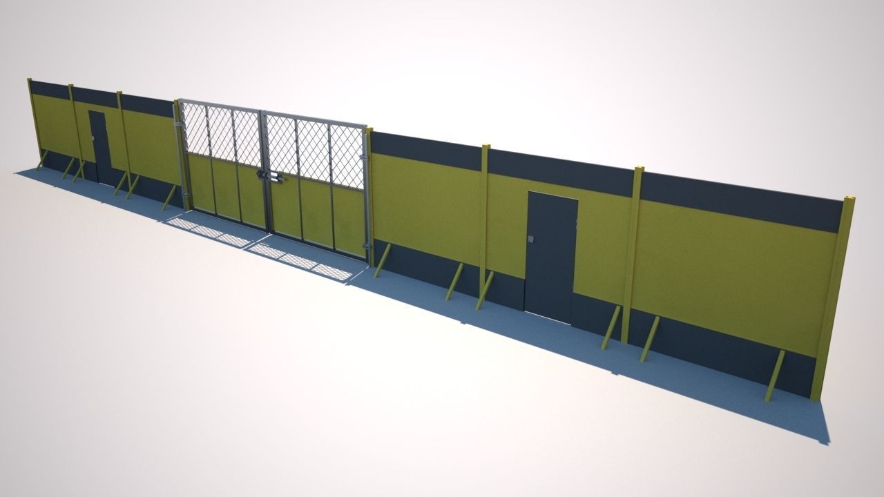 Hoarding Set Construction Site Segregation Low-poly 3D model_2