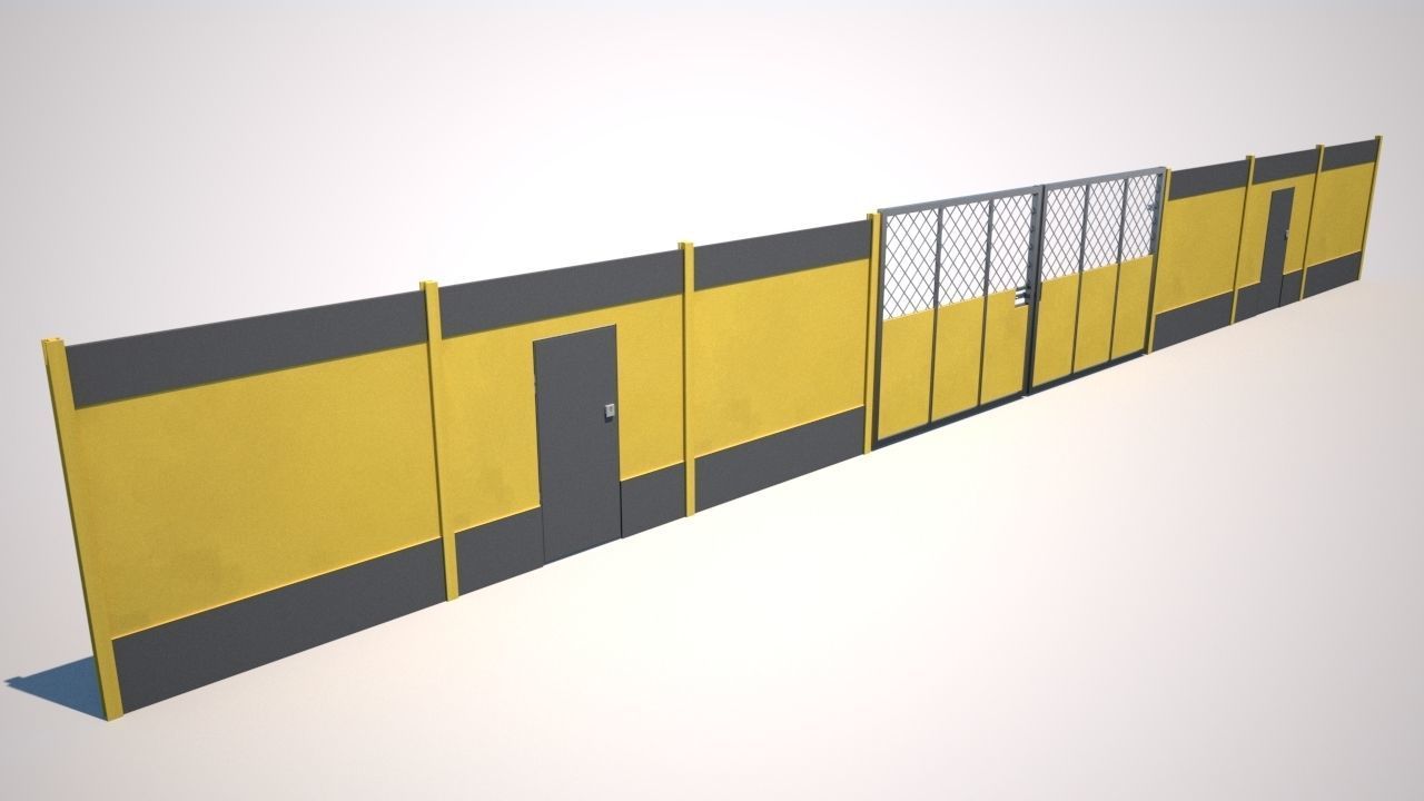 Hoarding Set Construction Site Segregation Low-poly 3D model_1