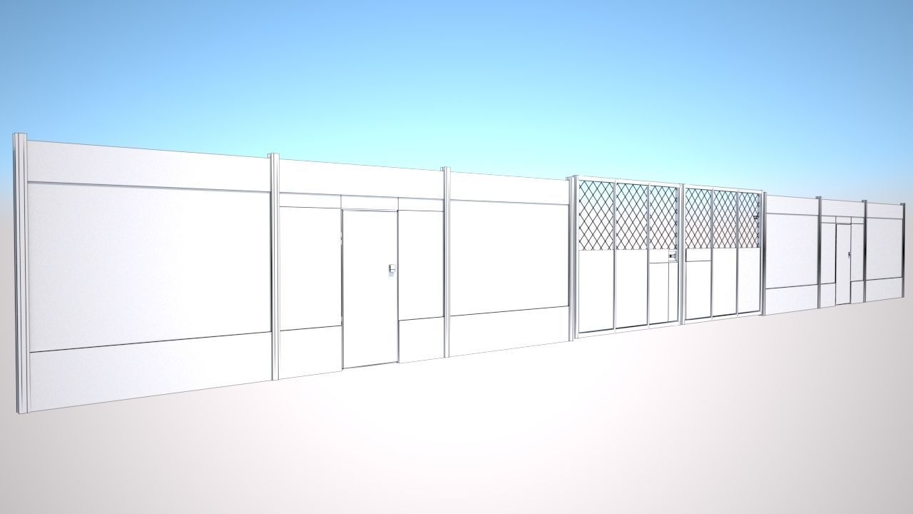Hoarding Set Construction Site Segregation Low-poly 3D model_10