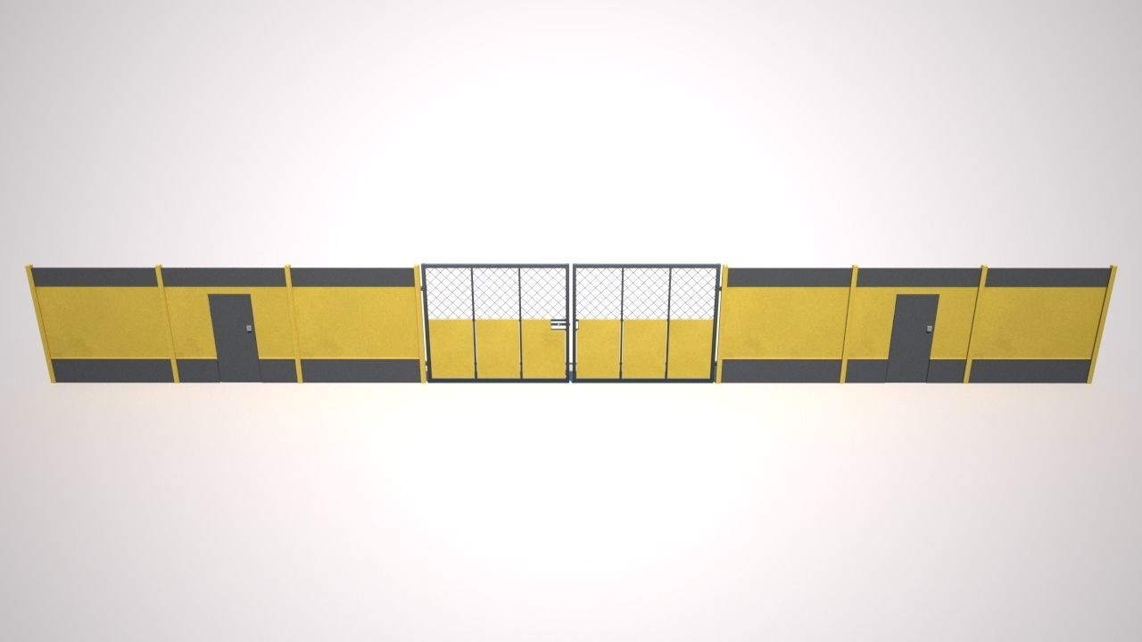 Hoarding Set Construction Site Segregation Low-poly 3D model_5