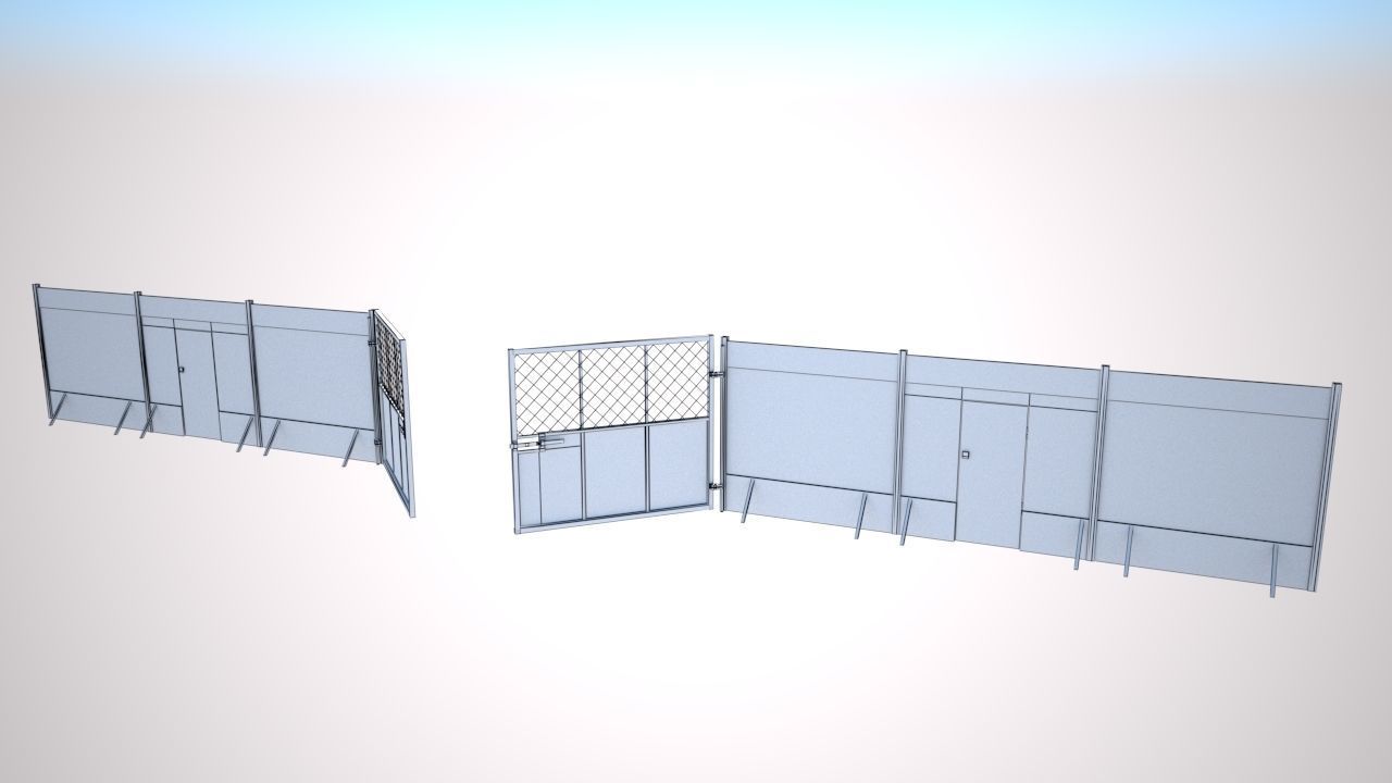Hoarding Set Construction Site Segregation Low-poly 3D model_8