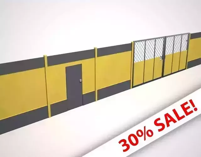 Hoarding Set Construction Site Segregation Low-poly 3D model