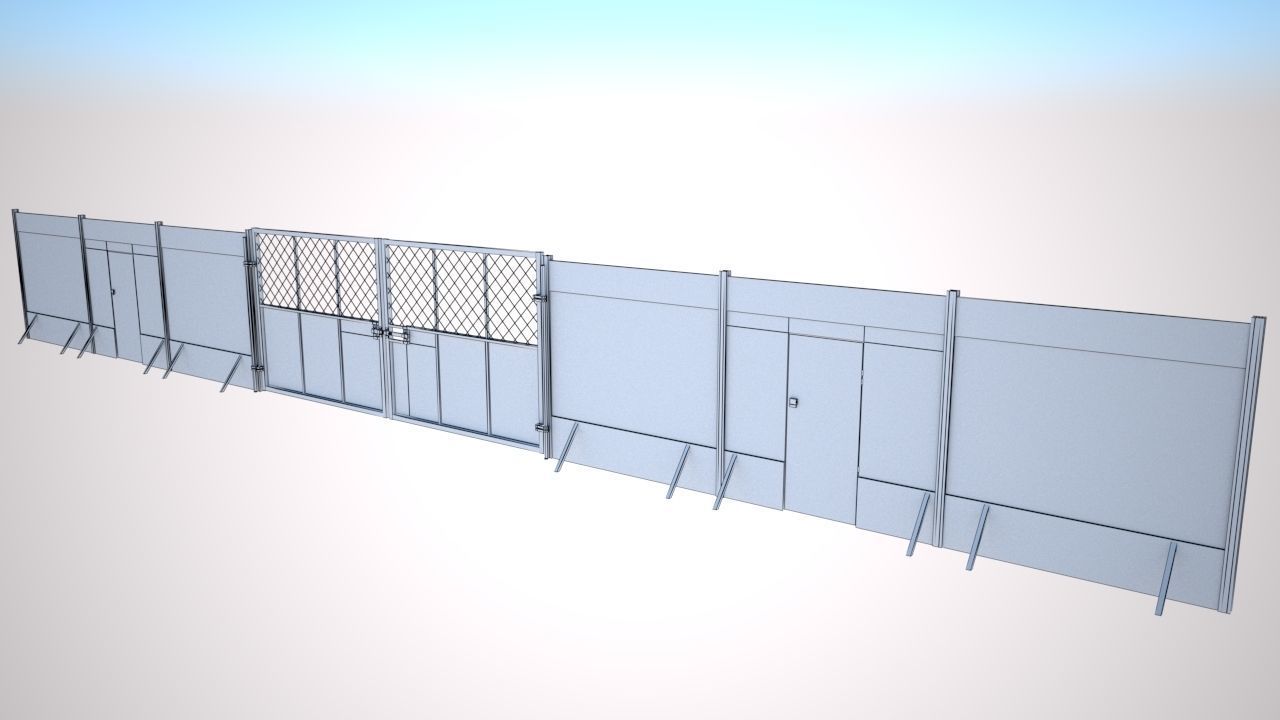 Hoarding Set Construction Site Segregation Low-poly 3D model_12