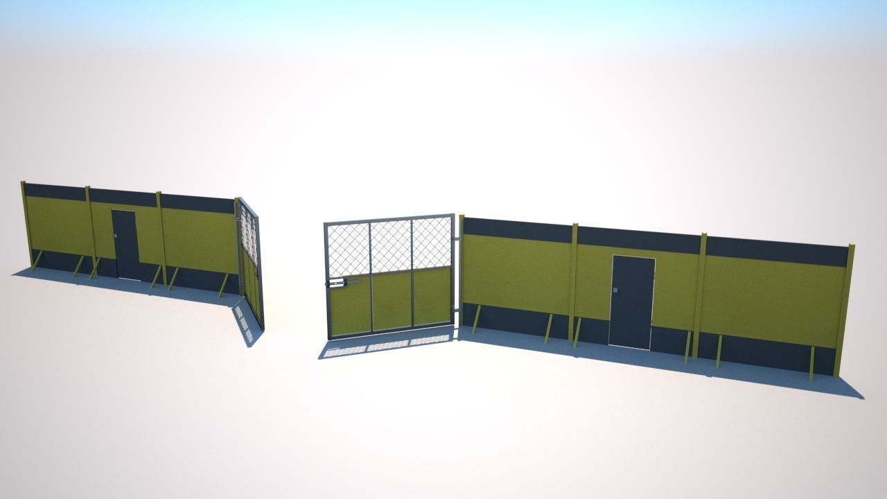 Hoarding Set Construction Site Segregation Low-poly 3D model_4