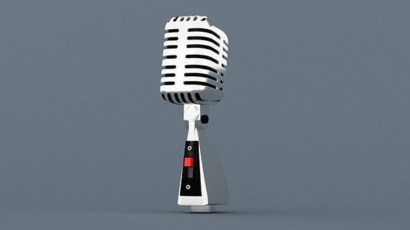 Microphone retro old radio  3D model_1