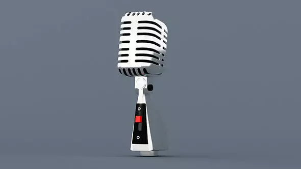 Microphone retro old radio  3D model_0